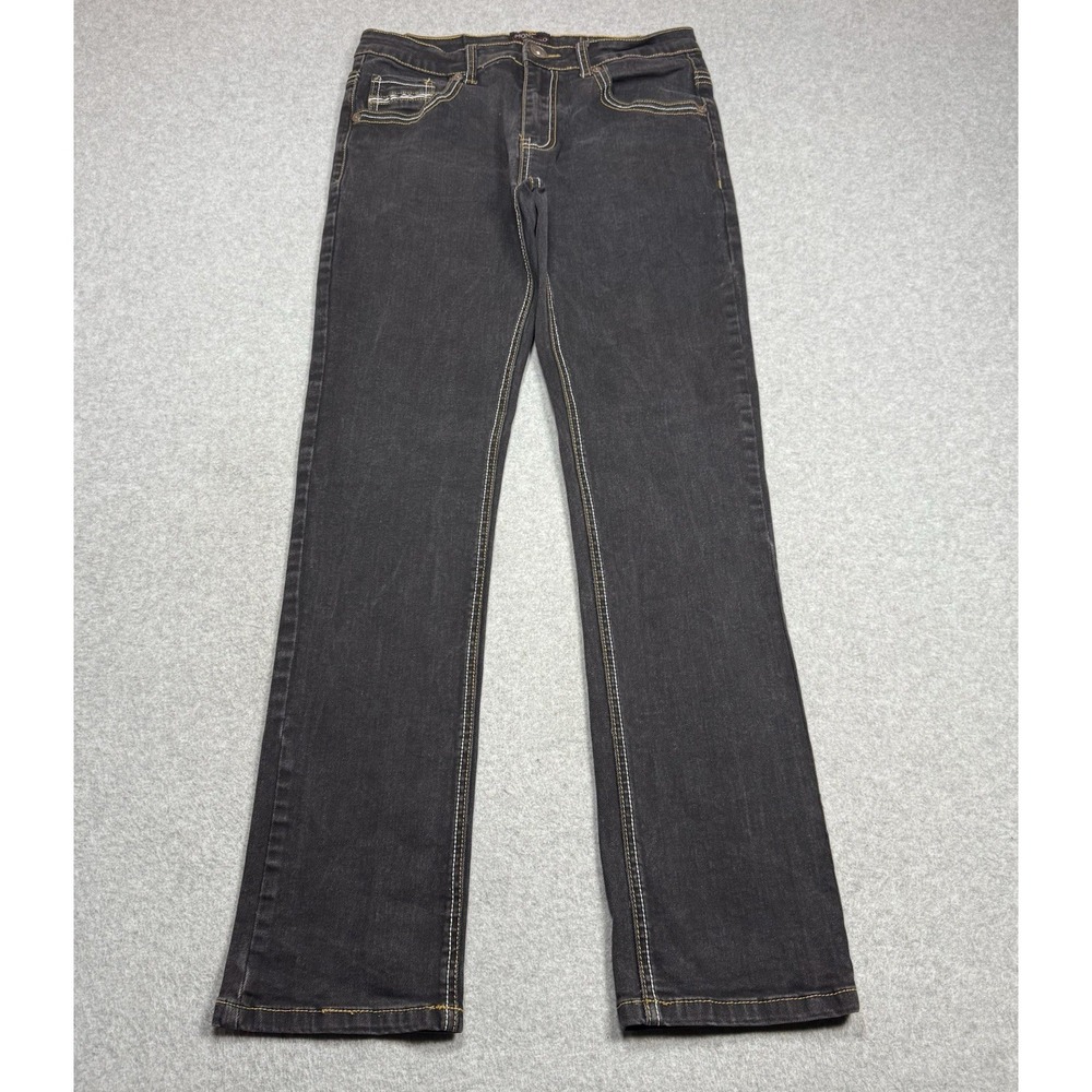 Montero Jeans Mens 30x30 Black Skinny Stretch Contrast Stitch Denim